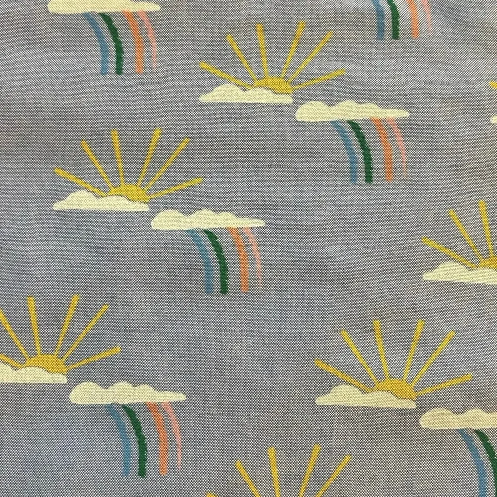 Hanna Andersson Size 140 US 10 Rainbow Print Sundress Dress Blue Oxford Cloth